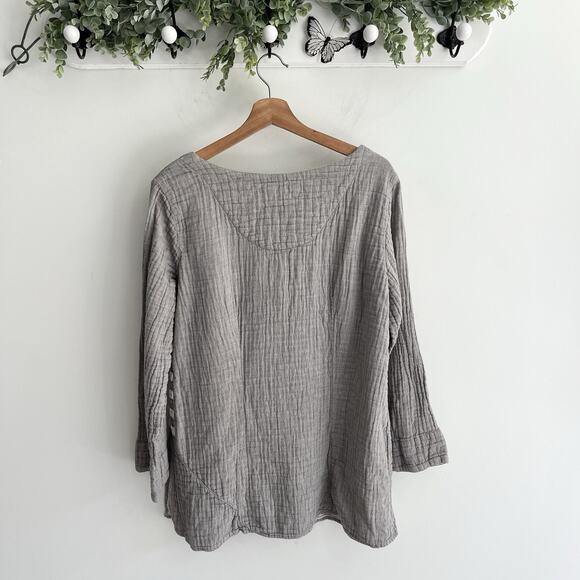 Kleen Gray Textured Long Sleeve Blouse Size XL 55000 - Picture 2 of 4